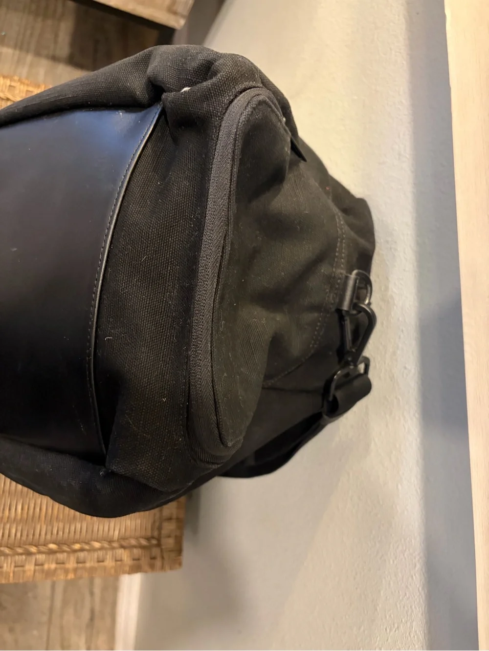 Away Black Canvas Duffel Bag with Front Patch Pocket - Like New! Retails $245